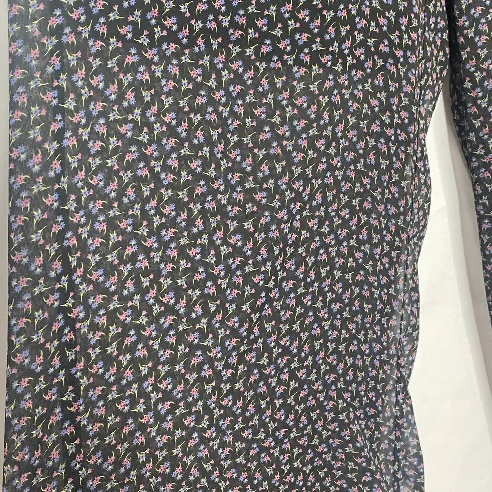 Forever 21 Midi Skirt Women Size Medium Black Multi Floral Print Ankle Lined